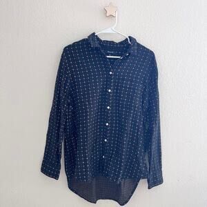 Madewell Oversized Ex-Boyfriend Shirt in Mayfair Foulard Print Black Size M